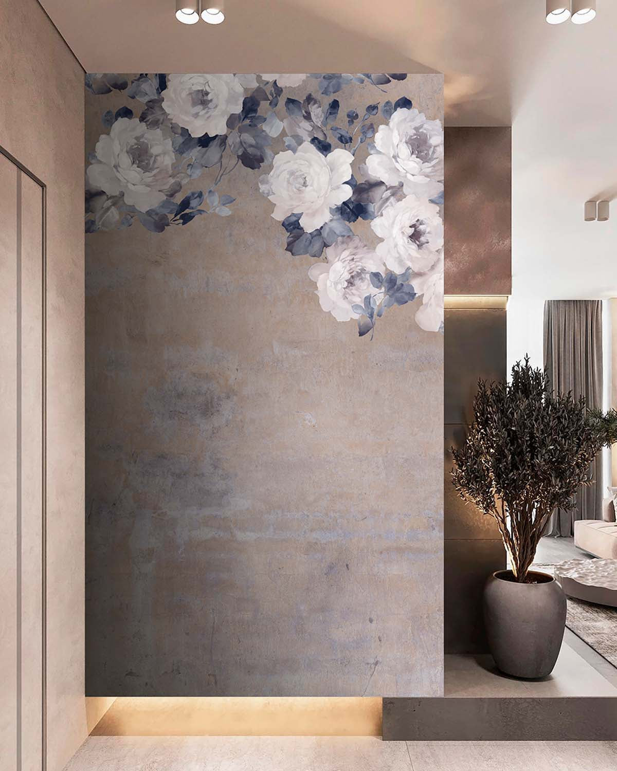 Iris Mauve Peony and Rose Arbour Wallpaper Panels RM9242