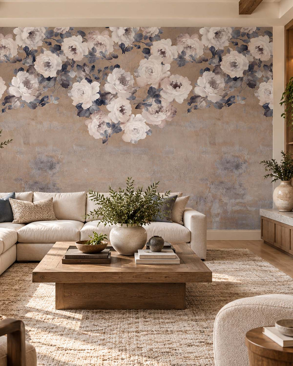 Iris Mauve Peony and Rose Arbour Residential Mural RM9242