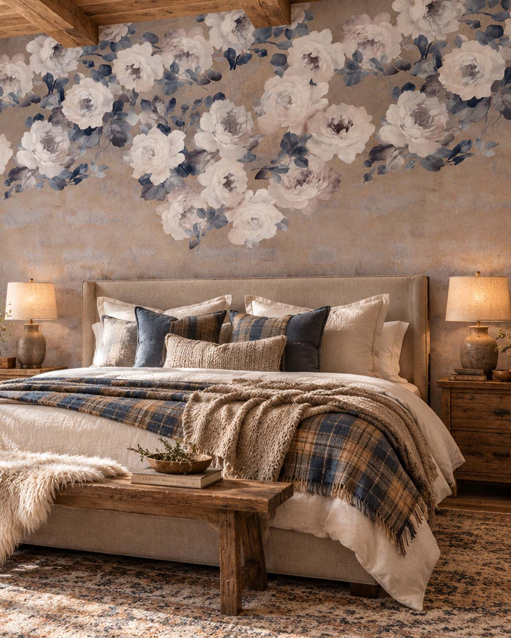 Iris Mauve Peony and Rose Arbour Residential Mural RM9242