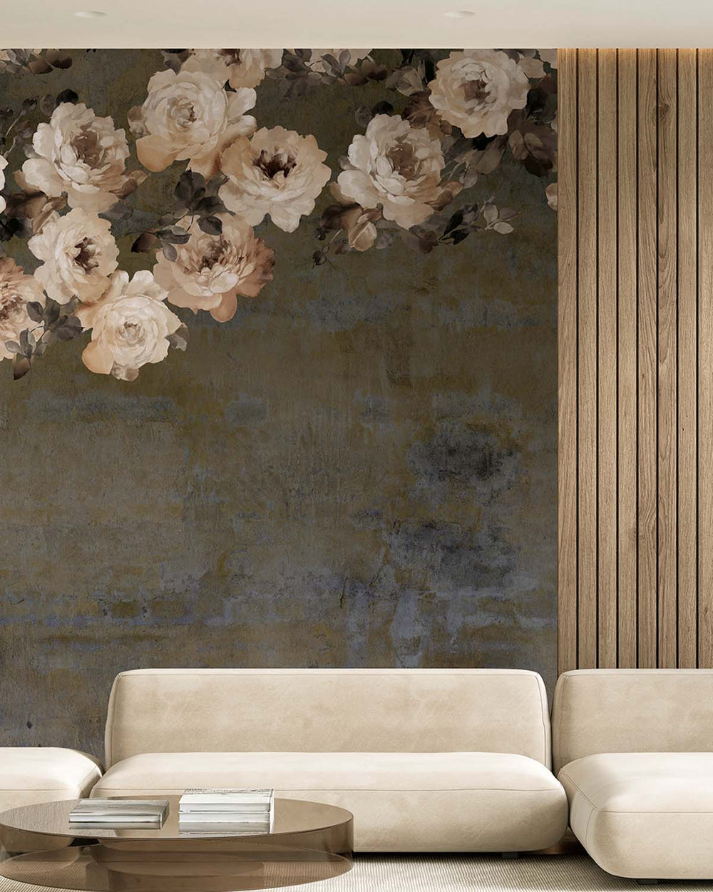Sensai Brown Peony and Rose Arbour Residential Mural RM9243