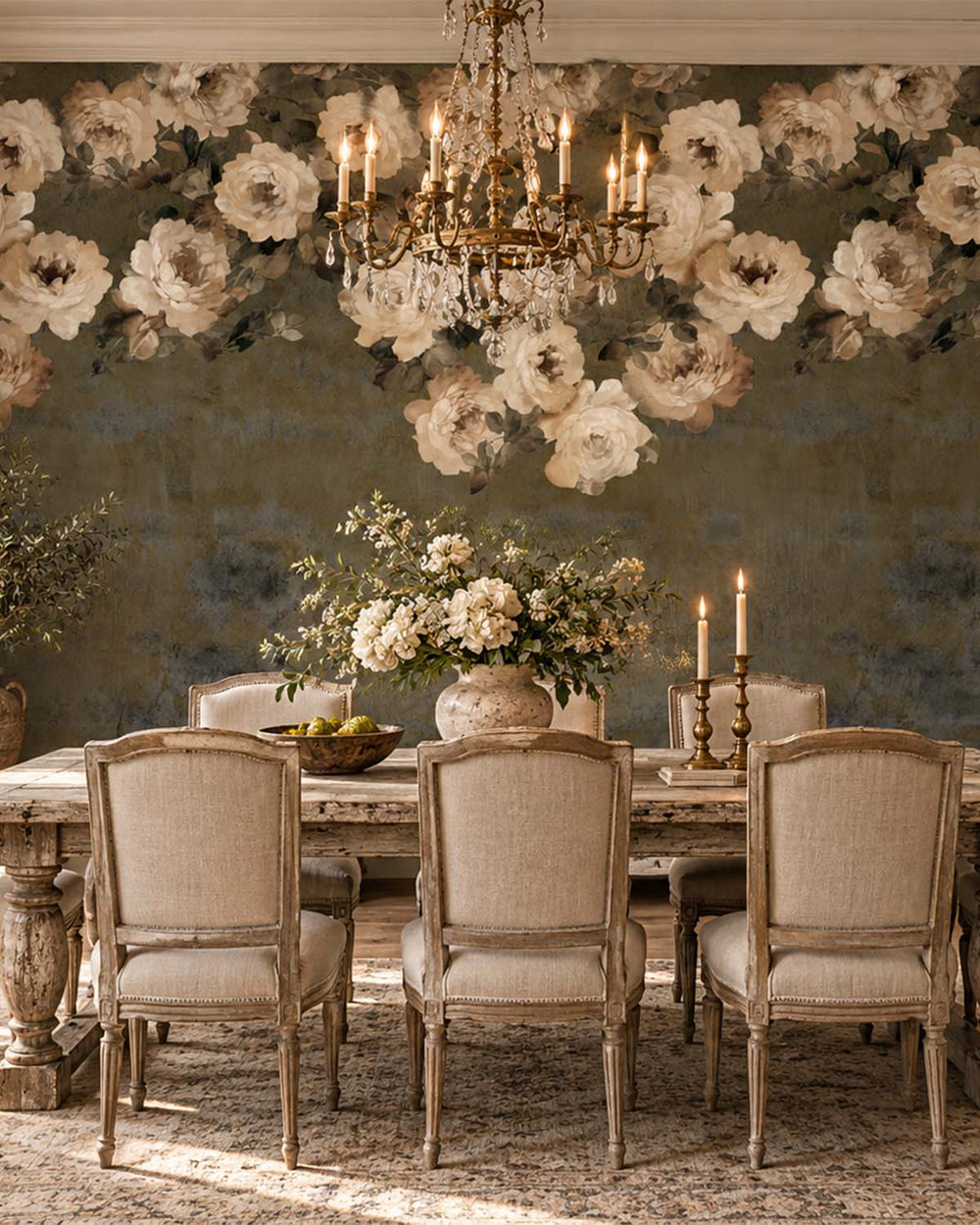 Sensai Brown Peony and Rose Arbour Residential Mural RM9243