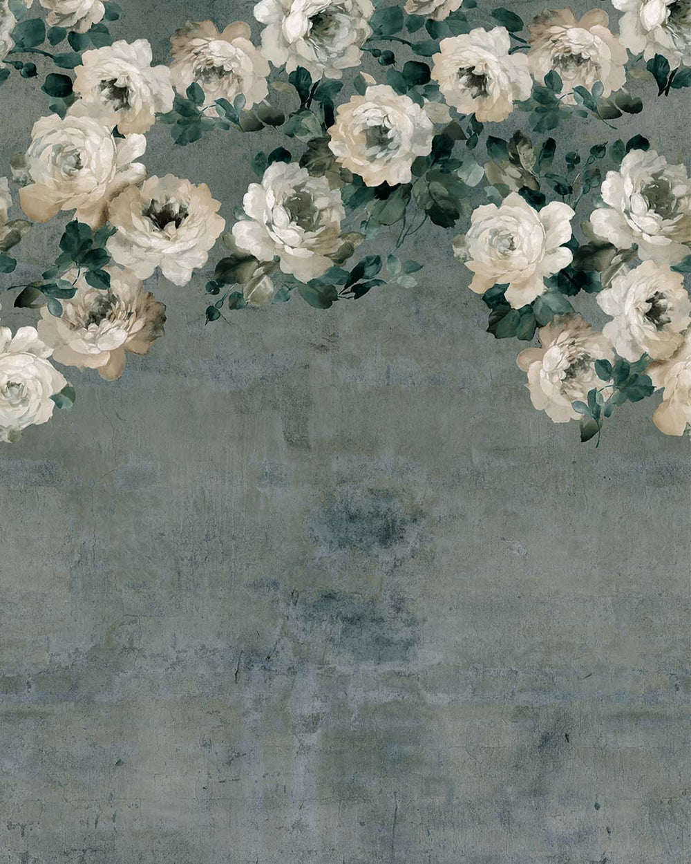 Mineral Green Peony and Rose Arbour Residential Mural RM9244