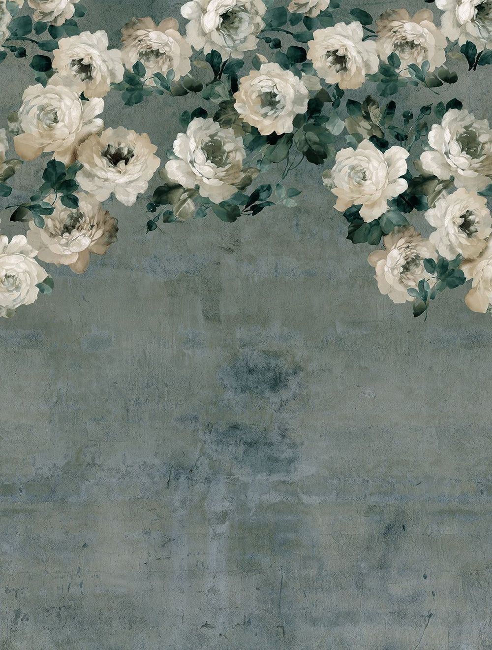 Mineral Green Peony and Rose Arbour Residential Mural RM9244
