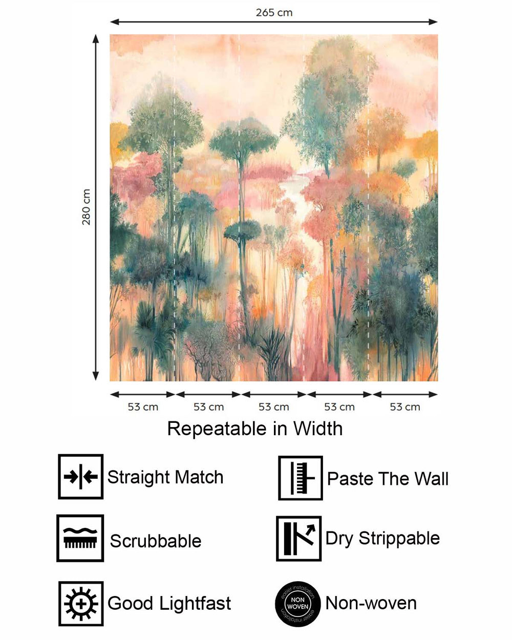 Presidio Peach Enchanted Tropical Woodland Residential Mural RM9245