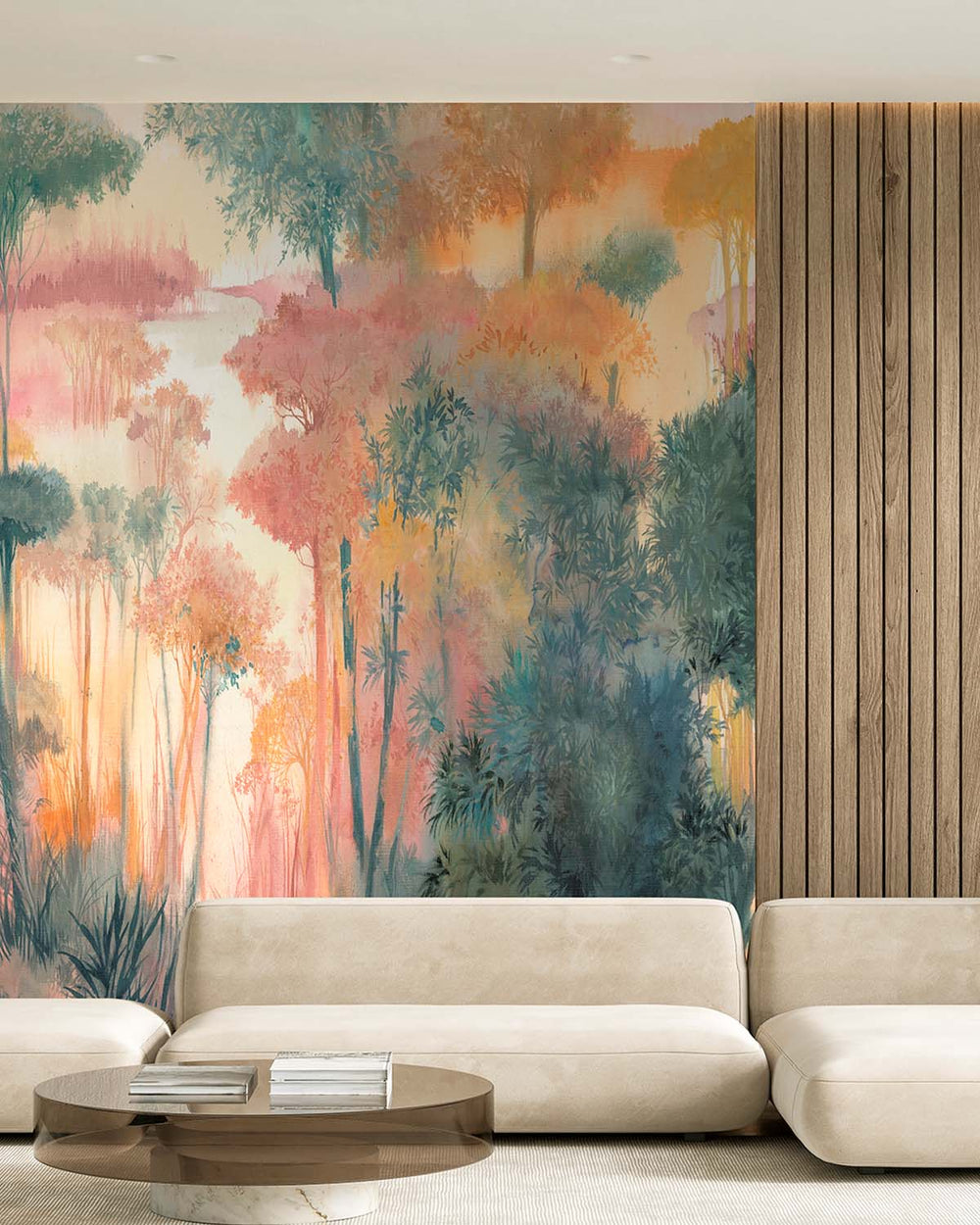Presidio Peach Enchanted Tropical Woodland Residential Mural RM9245