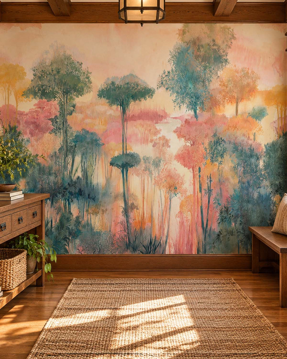 Presidio Peach Enchanted Tropical Woodland Residential Mural RM9245