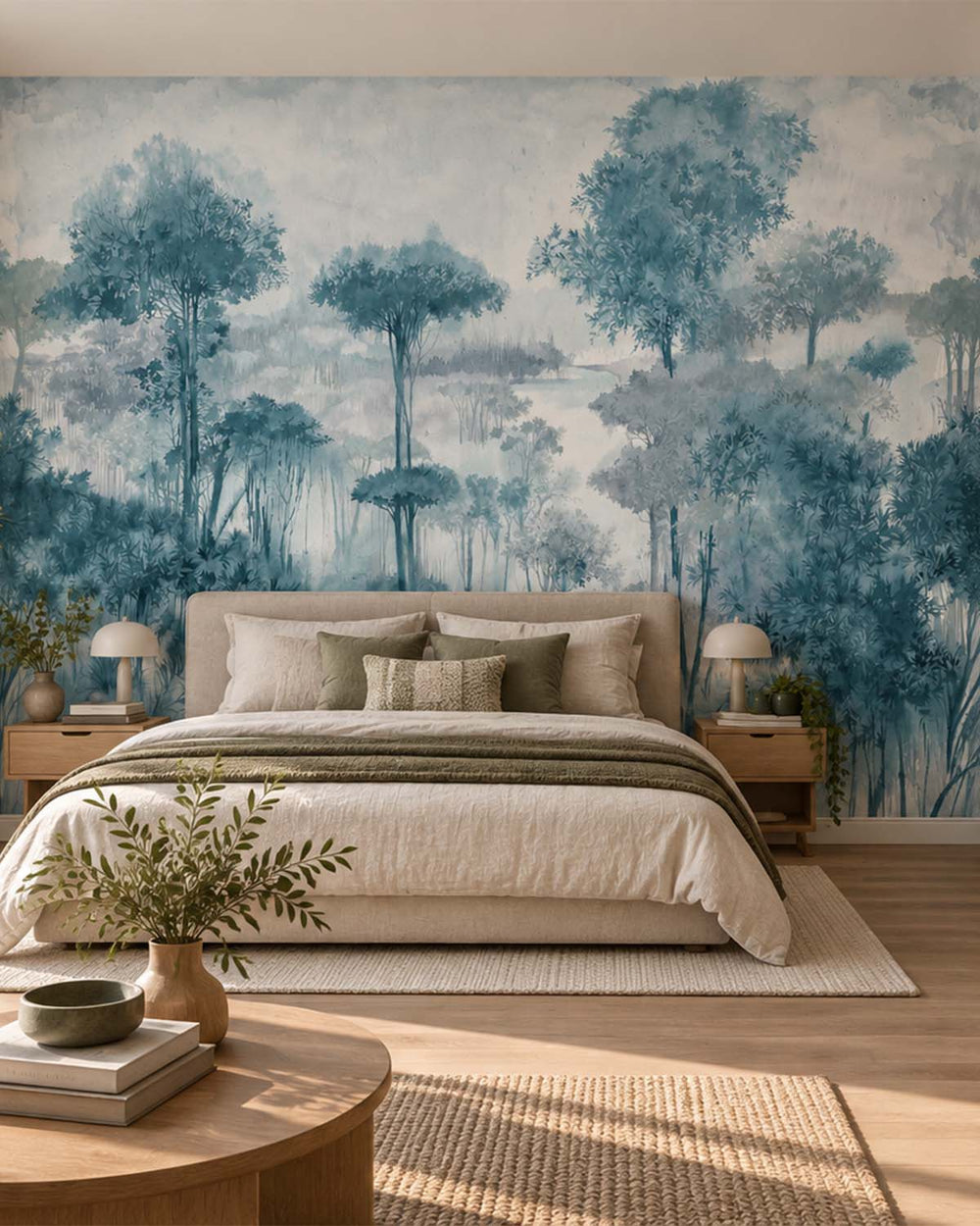 Colonial Blue Enchanted Tropical Woodland Residential Mural RM9247
