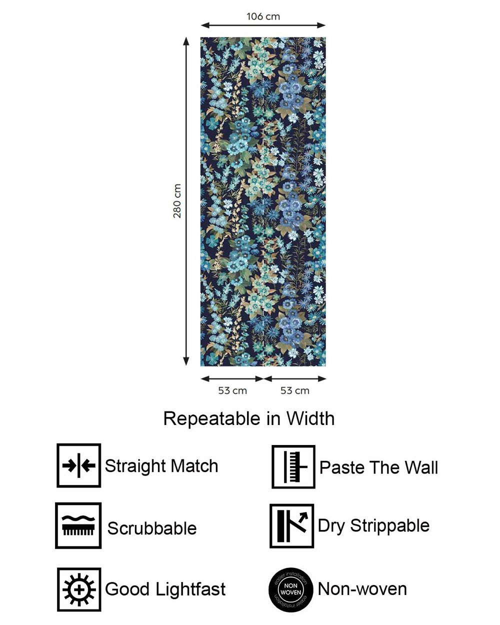 Aqua Lake Modern Wildflower Residential Mural RM9248