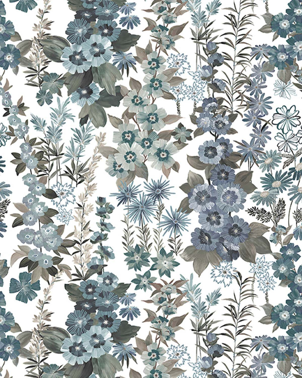 Davy's Grey Modern Wildflower Residential Mural RM9249