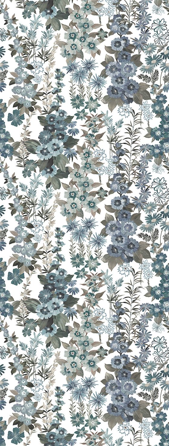 Davy's Grey Modern Wildflower Residential Mural RM9249