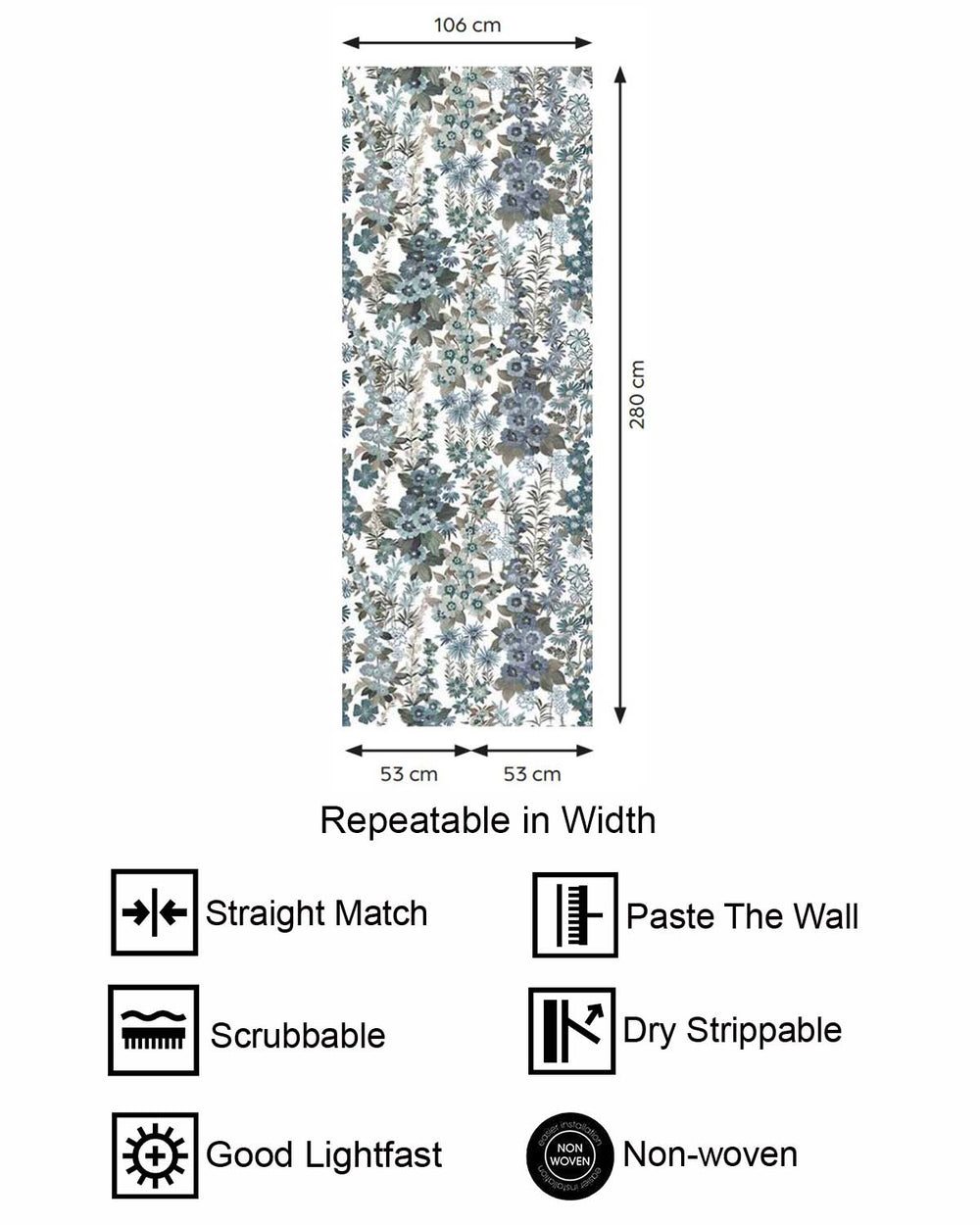 Davy's Grey Modern Wildflower Residential Mural RM9249