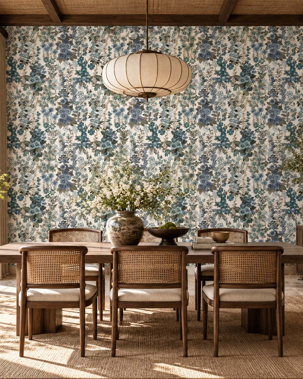 Davy's Grey Modern Wildflower Residential Mural RM9249