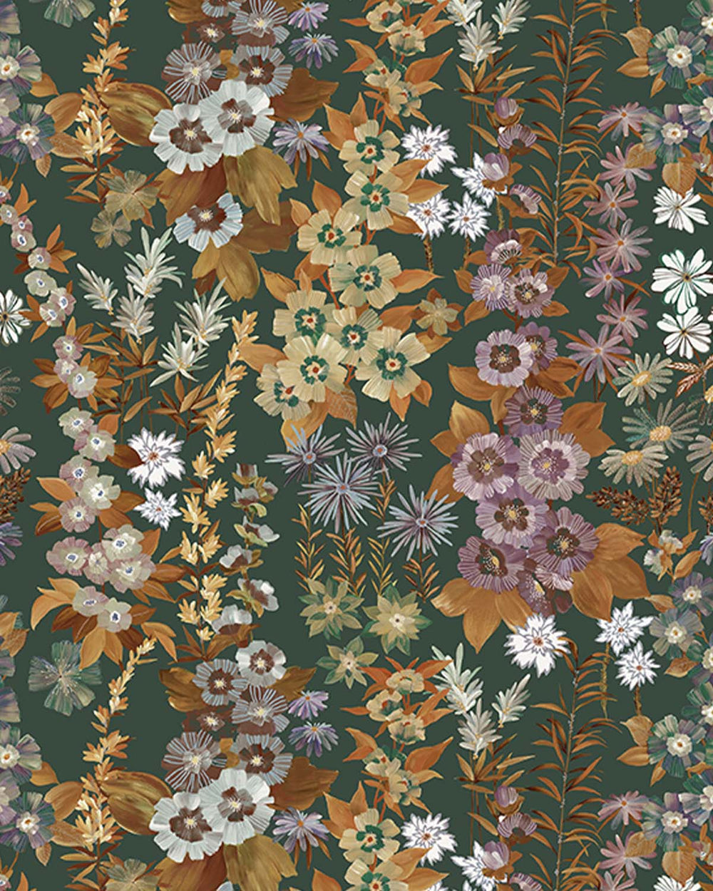 Refined Green Modern Wildflower Residential Mural RM9250