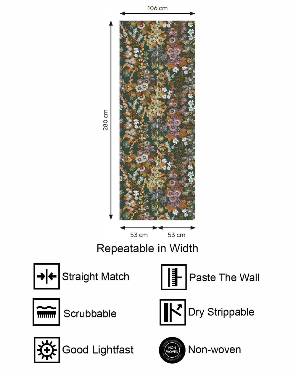 Refined Green Modern Wildflower Residential Mural RM9250
