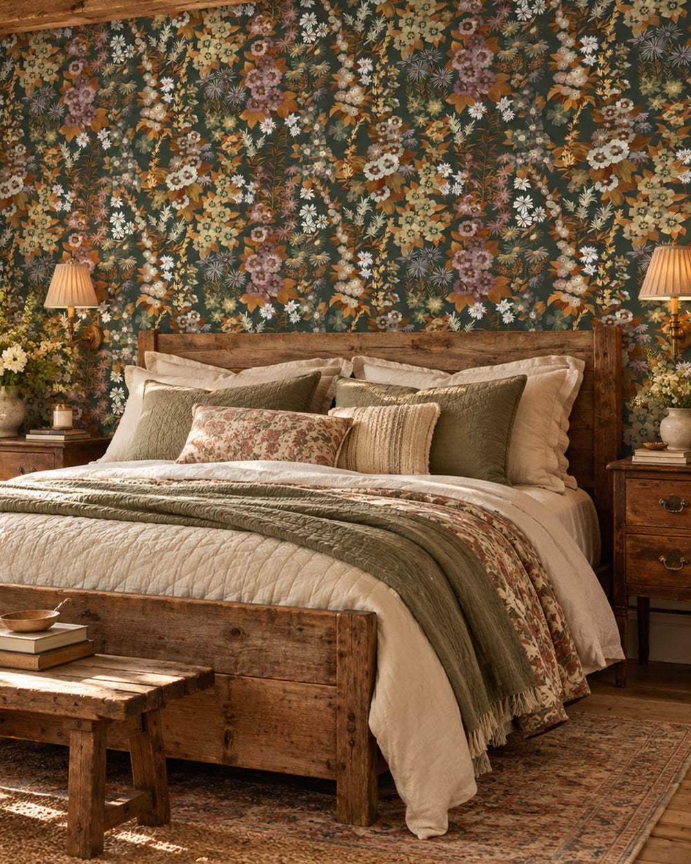 Refined Green Modern Wildflower Residential Mural RM9250