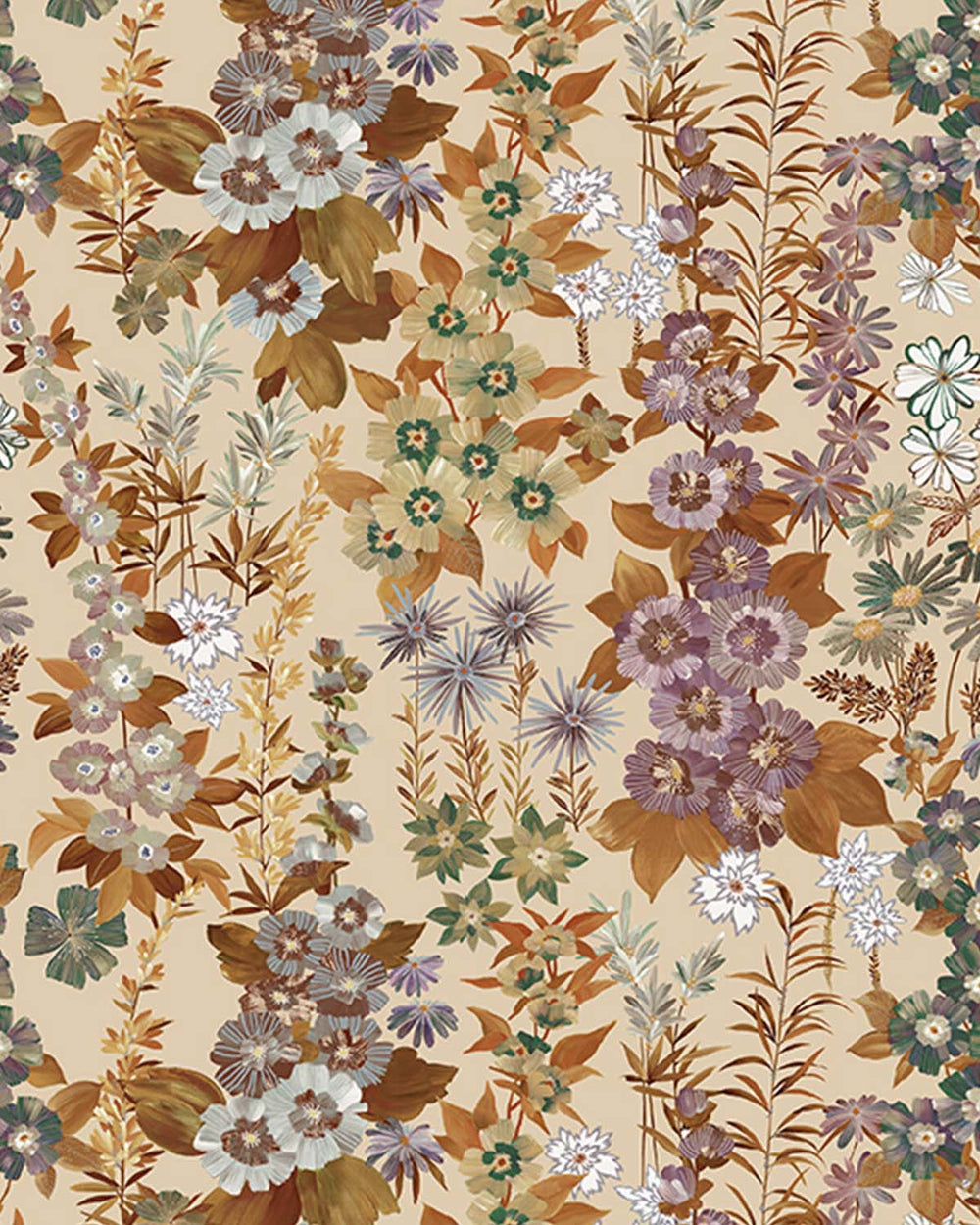Woodgrain Modern Wildflower Residential Mural RM9251