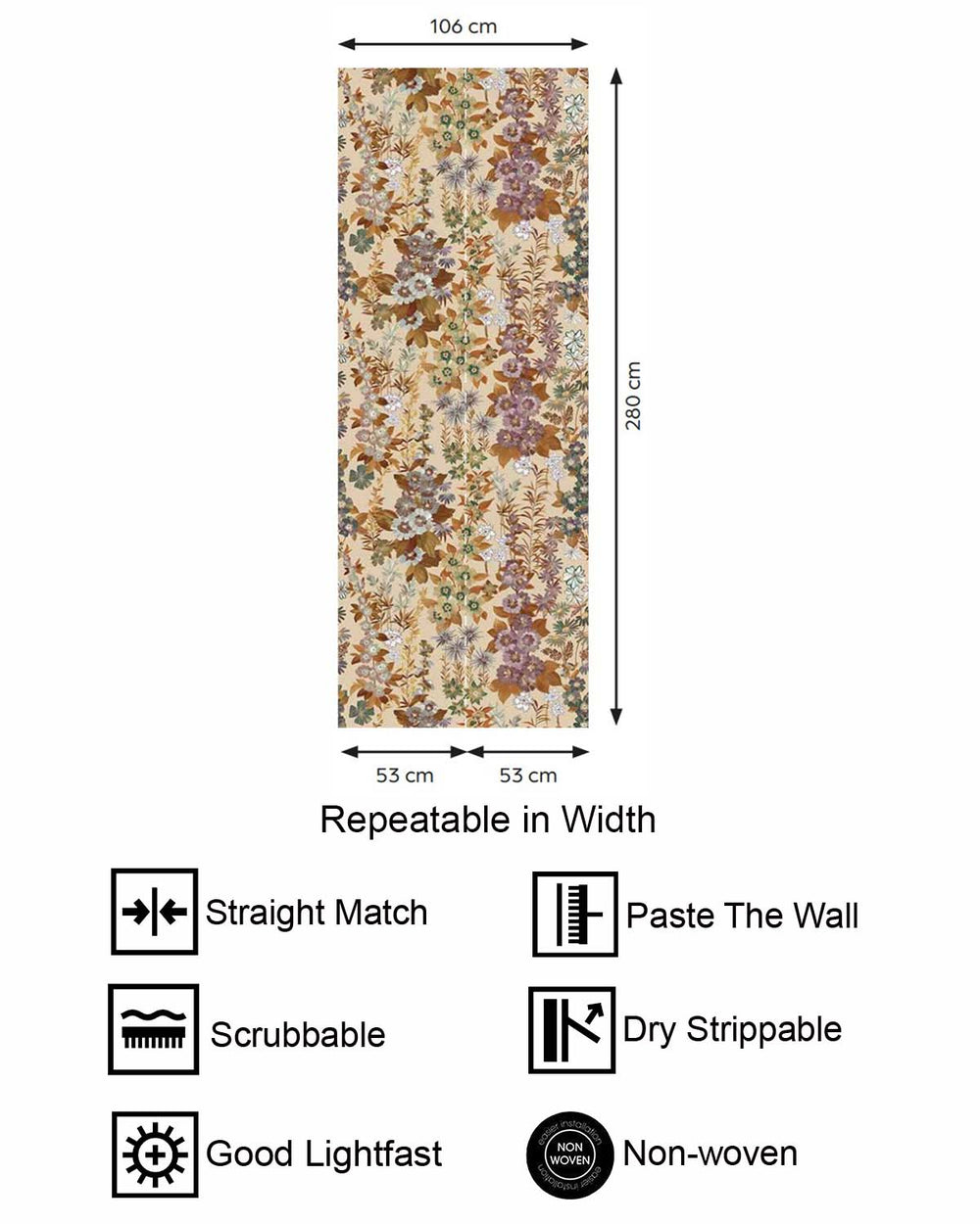 Woodgrain Modern Wildflower Residential Mural RM9251