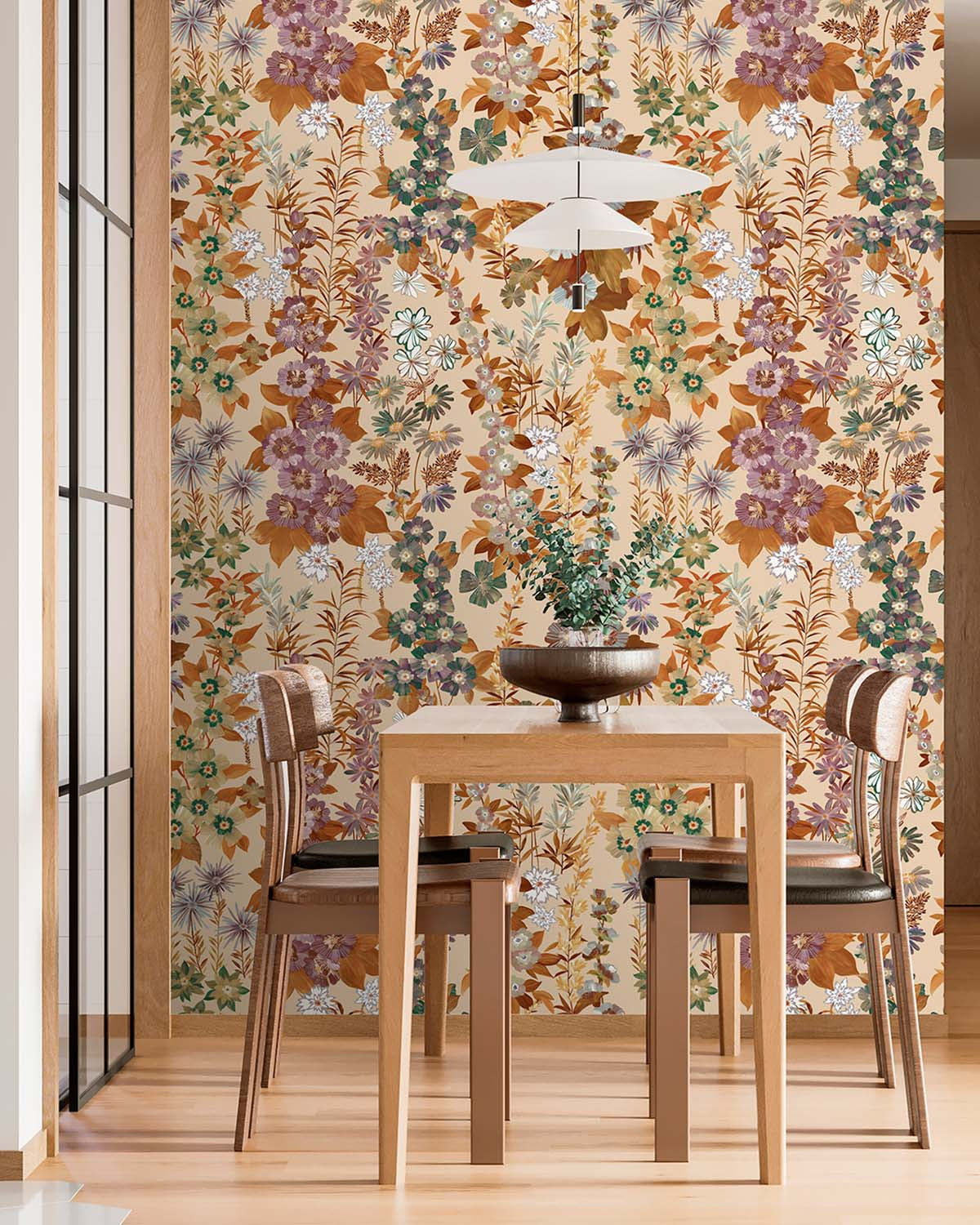 Woodgrain Modern Wildflower Wallpaper Panels RM9251