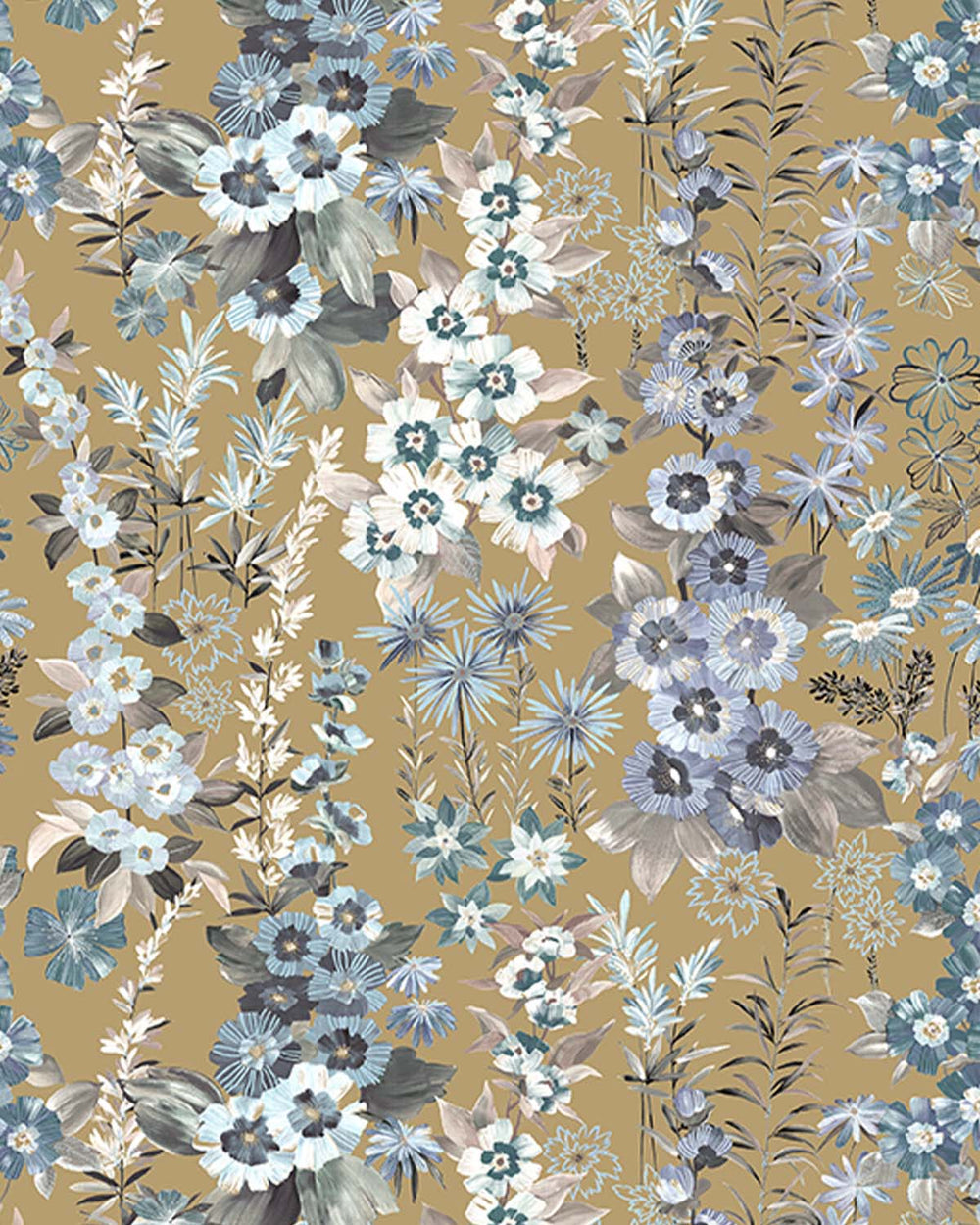 Eastern Gold Modern Wildflower Residential Mural RM9252