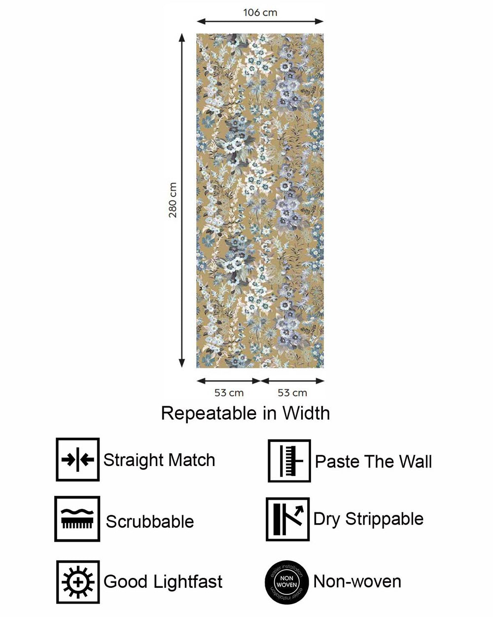 Eastern Gold Modern Wildflower Residential Mural RM9252