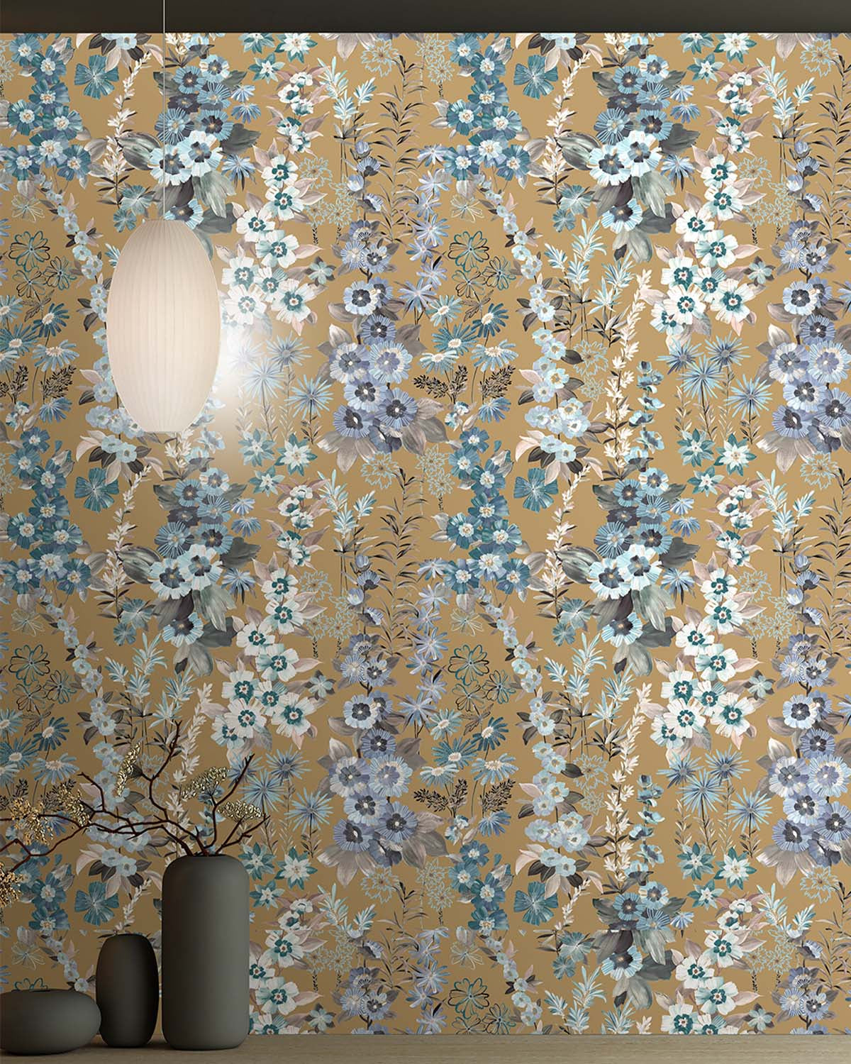 Eastern Gold Modern Wildflower Residential Mural RM9252