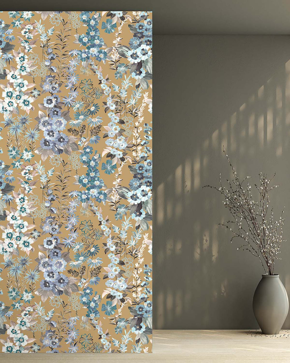 Eastern Gold Modern Wildflower Residential Mural RM9252