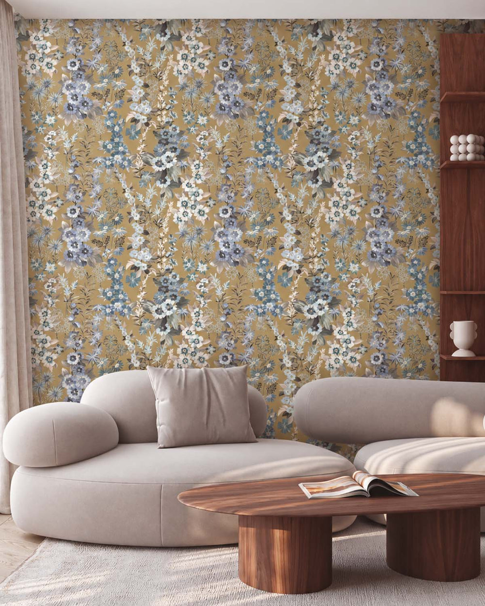 Eastern Gold Modern Wildflower Residential Mural RM9252