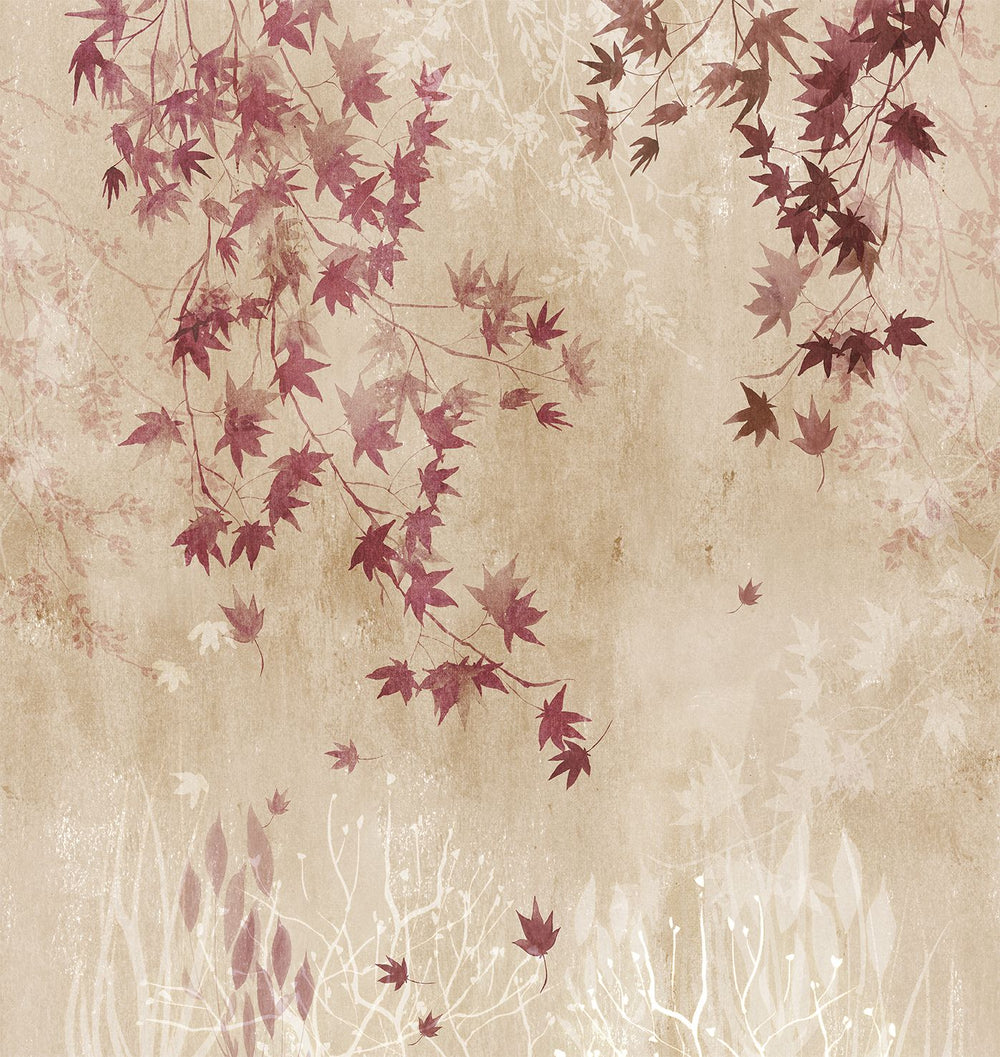 Barn Red Autumn Japanese Maple Leaf Residential Mural RM9253