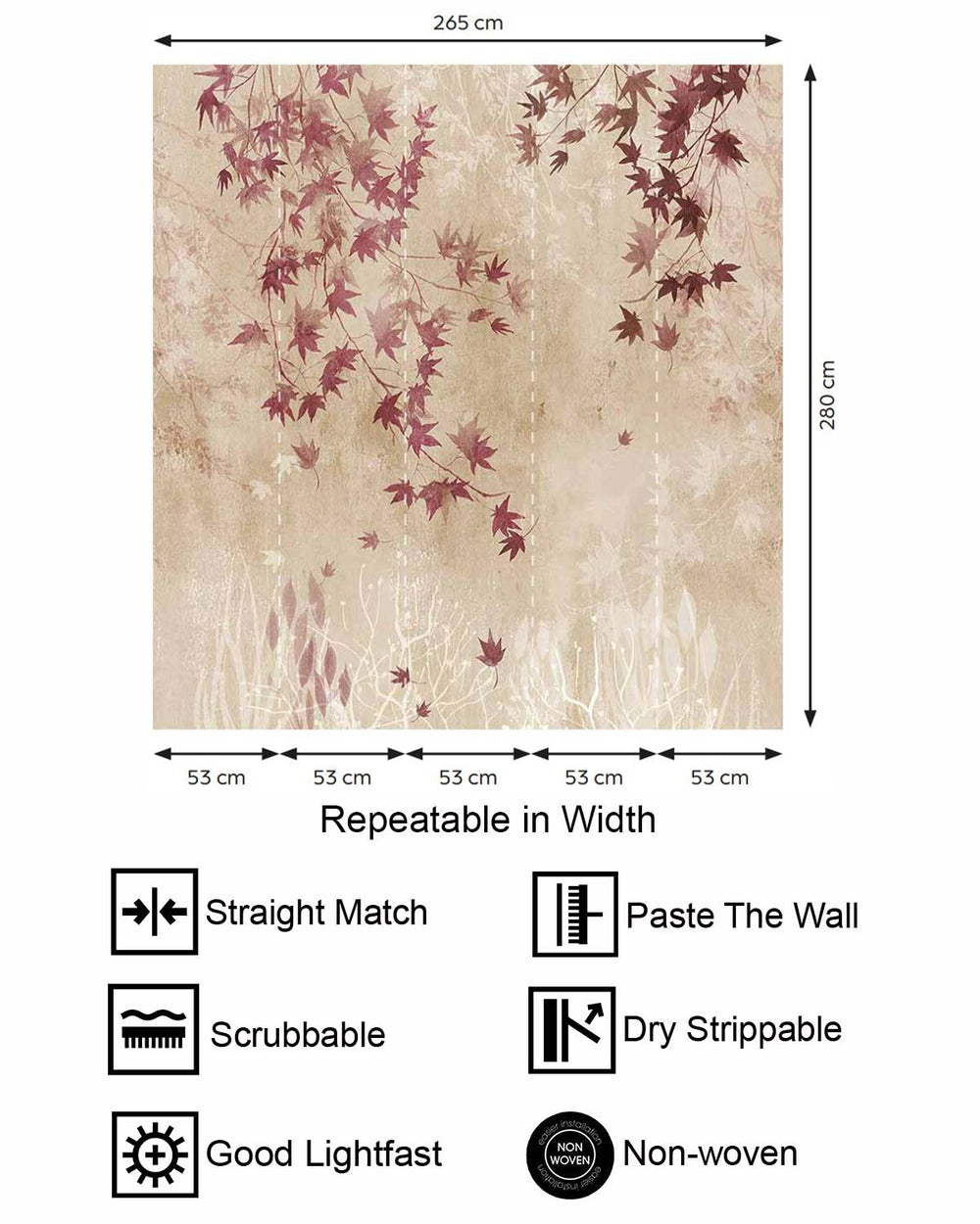 Barn Red Autumn Japanese Maple Leaf Residential Mural RM9253