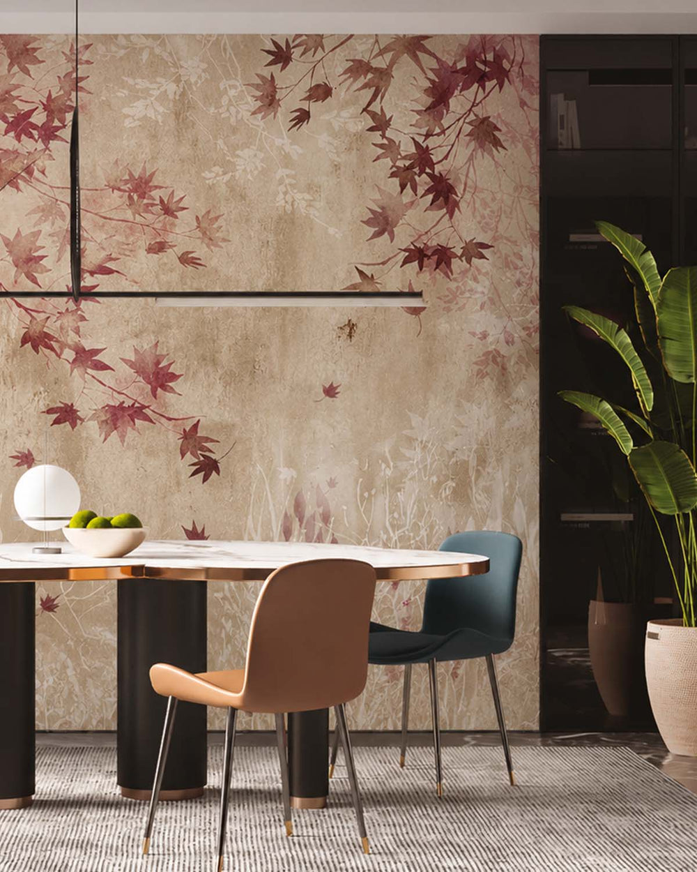 Barn Red Autumn Japanese Maple Leaf Residential Mural RM9253
