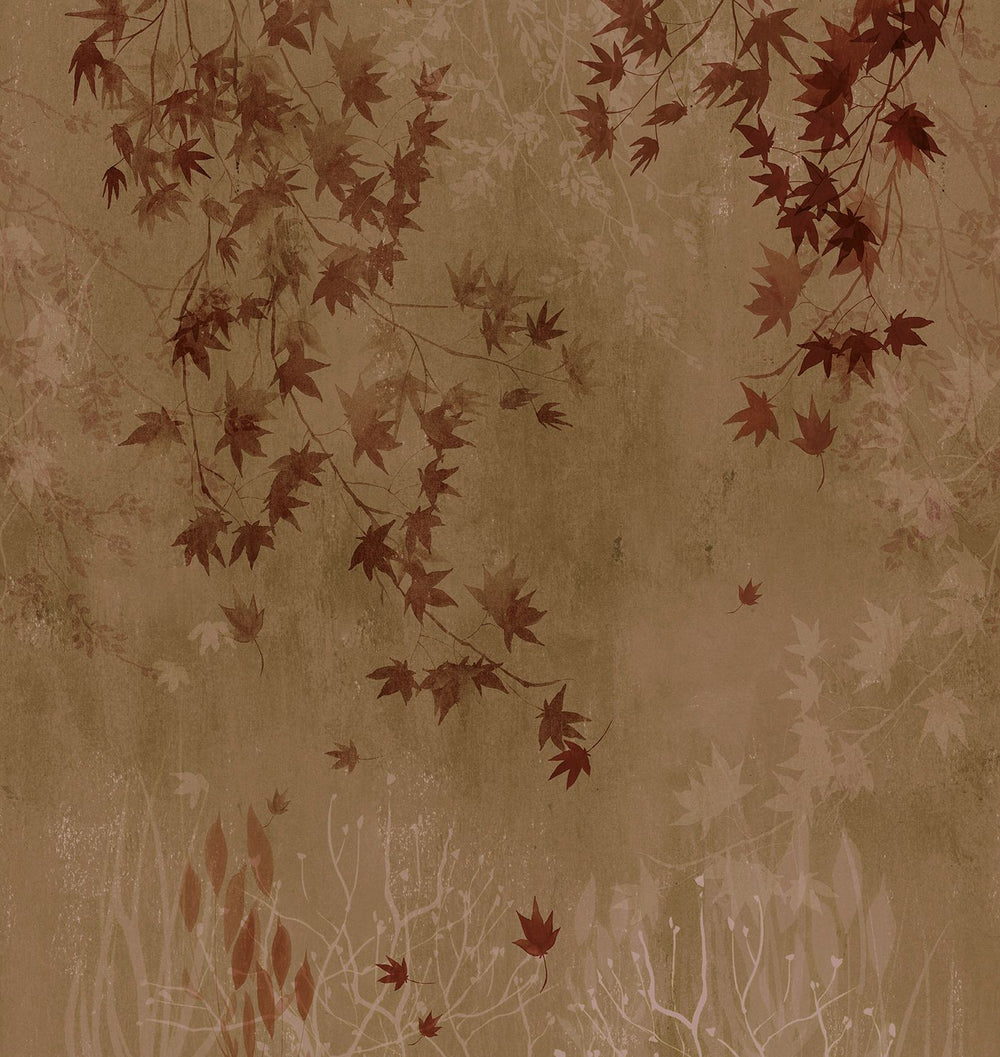 Brown Moelleux Autumn Japanese Maple Leaf Residential Mural RM9254