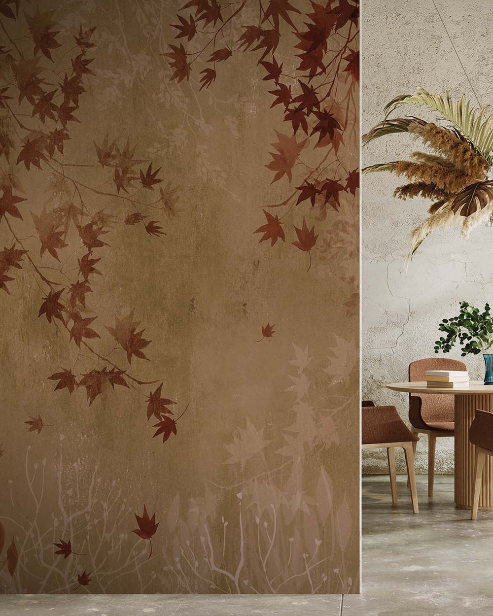 Brown Moelleux Autumn Japanese Maple Leaf Residential Mural RM9254