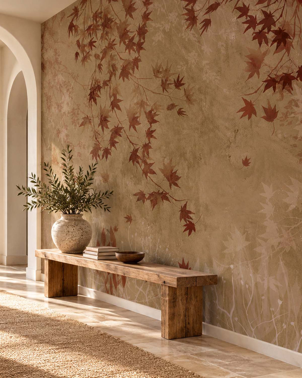 Brown Moelleux Autumn Japanese Maple Leaf Residential Mural RM9254