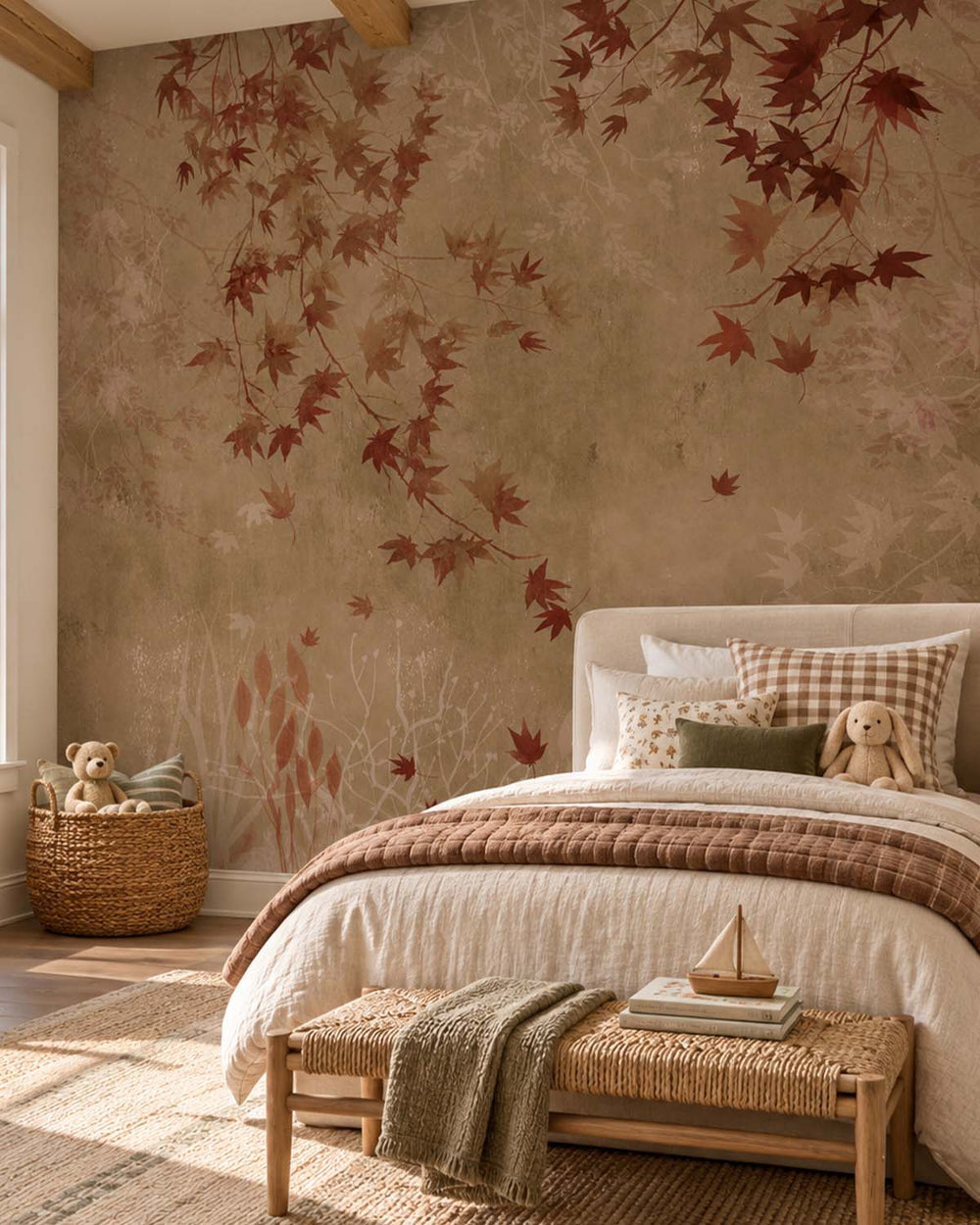 Brown Moelleux Autumn Japanese Maple Leaf Residential Mural RM9254
