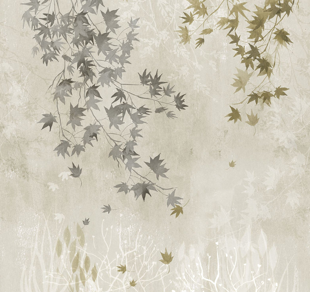 Dapple Grey Autumn Japanese Maple Leaf Residential Mural RM9255