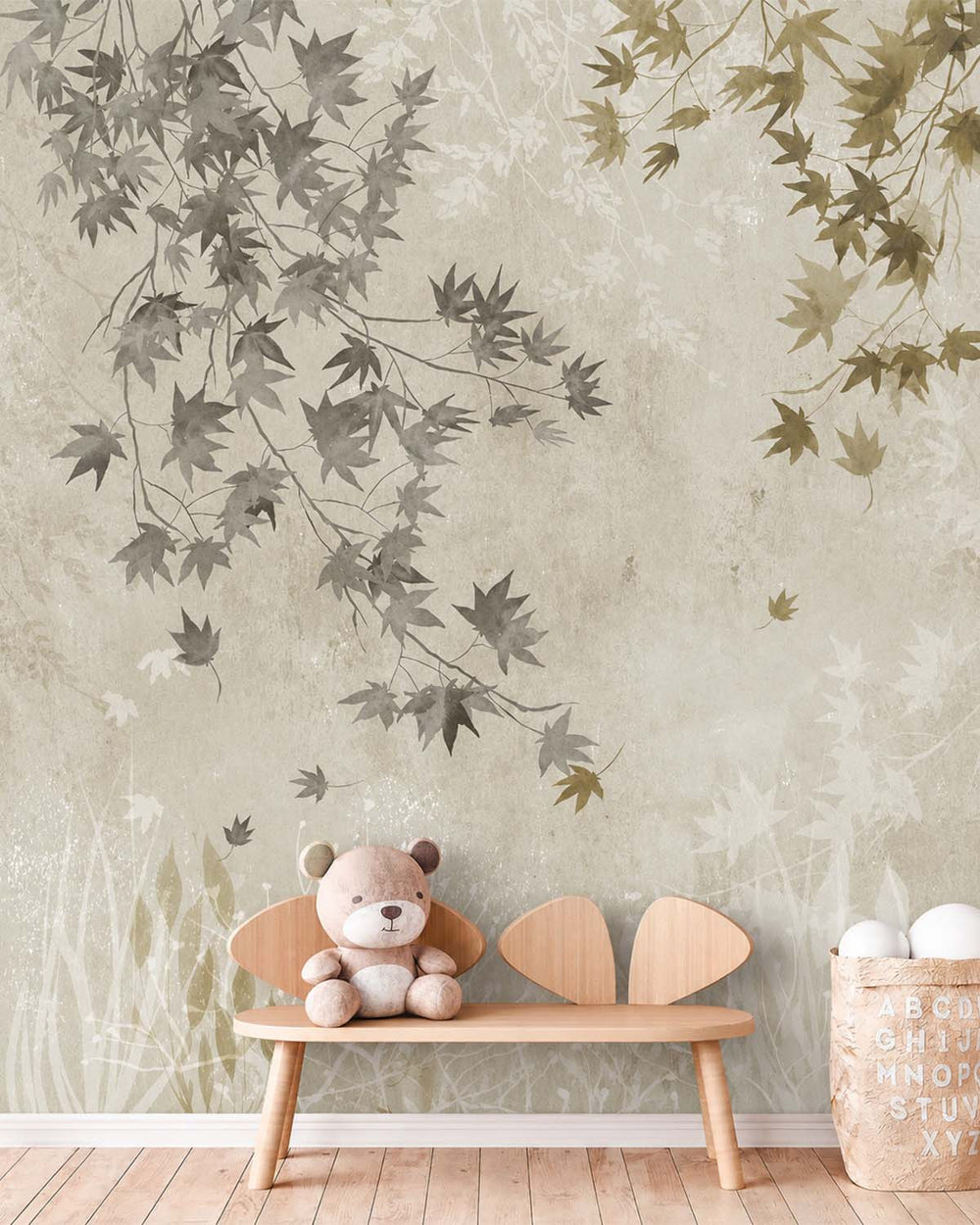Dapple Grey Autumn Japanese Maple Leaf Residential Mural RM9255