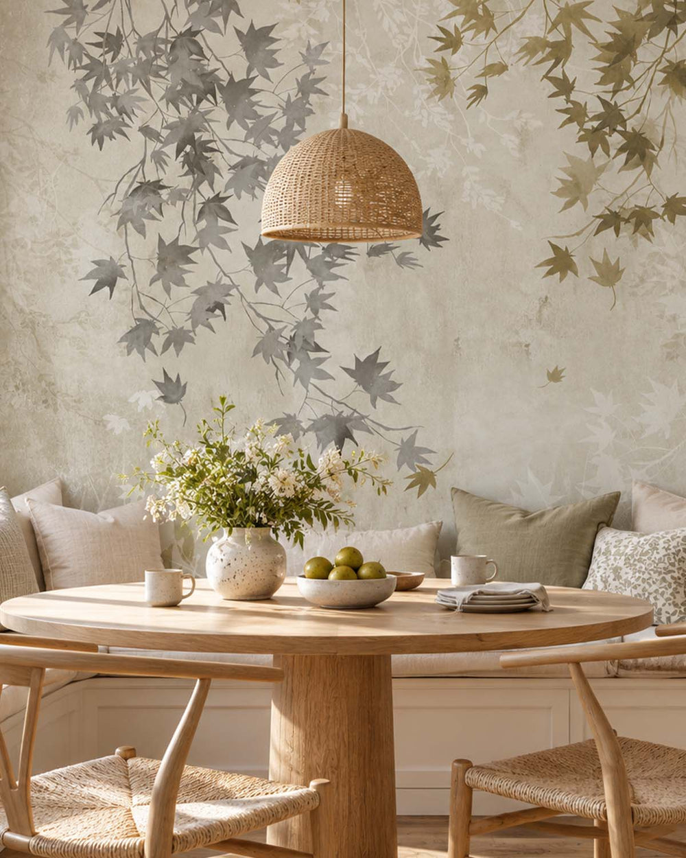 Dapple Grey Autumn Japanese Maple Leaf Residential Mural RM9255
