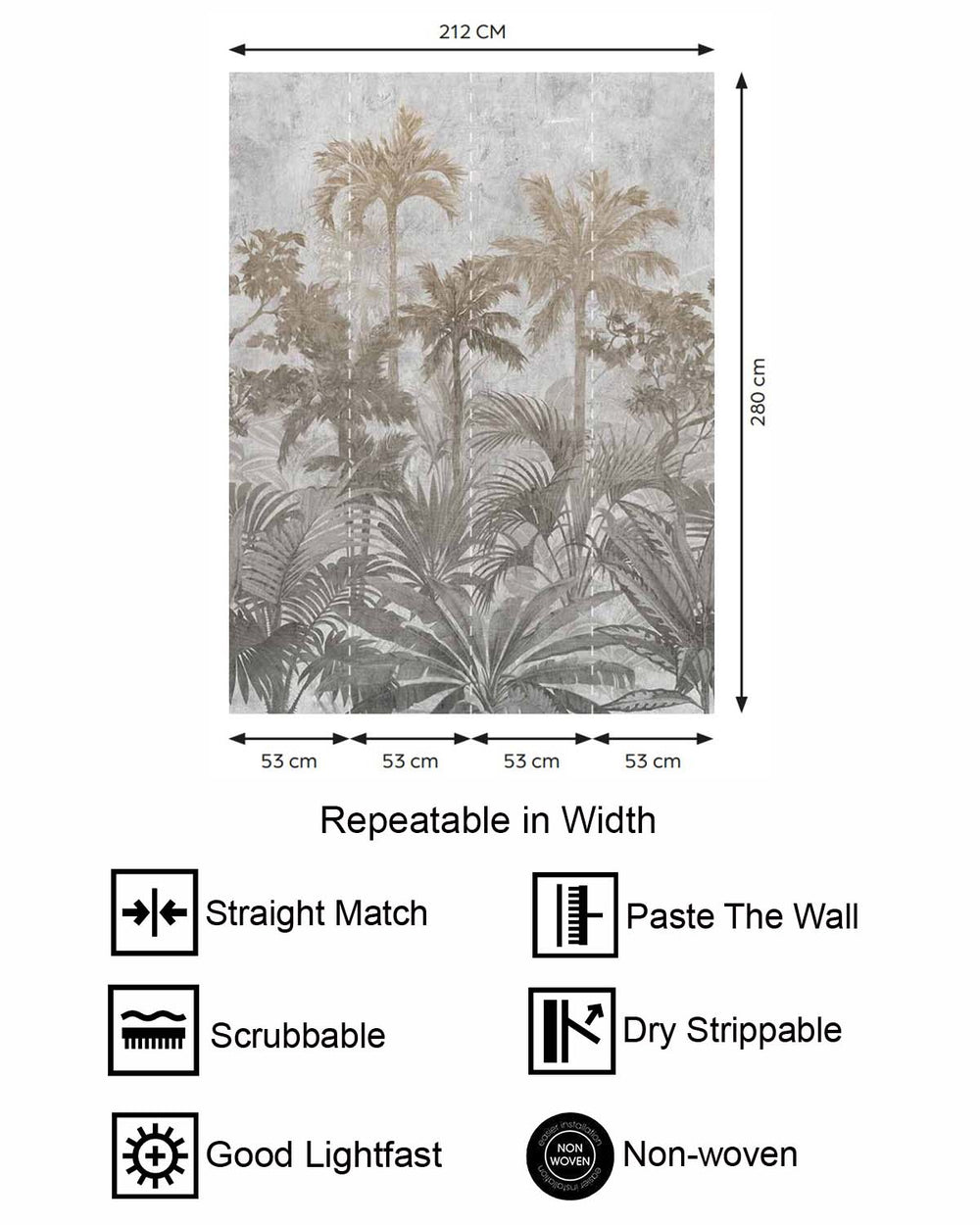 Friar Grey Vintage Tropical Jungle Residential Mural RM9256