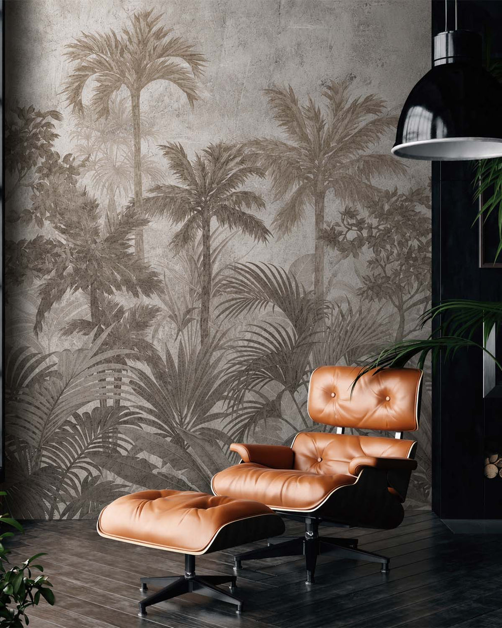 Friar Grey Vintage Tropical Jungle Residential Mural RM9256