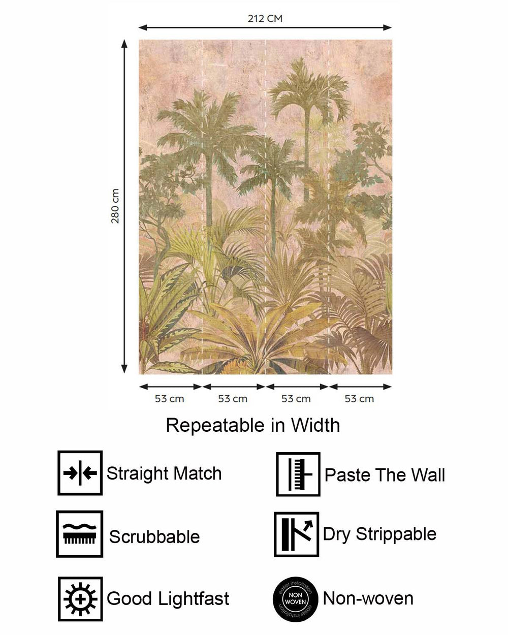 Just Rosey Vintage Tropical Jungle Residential Mural RM9257