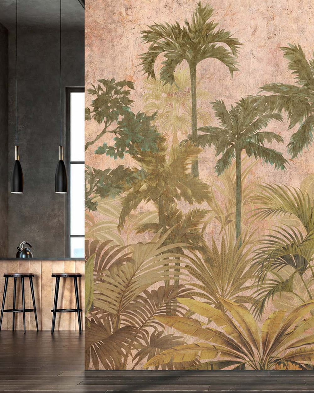 Just Rosey Vintage Tropical Jungle Residential Mural RM9257