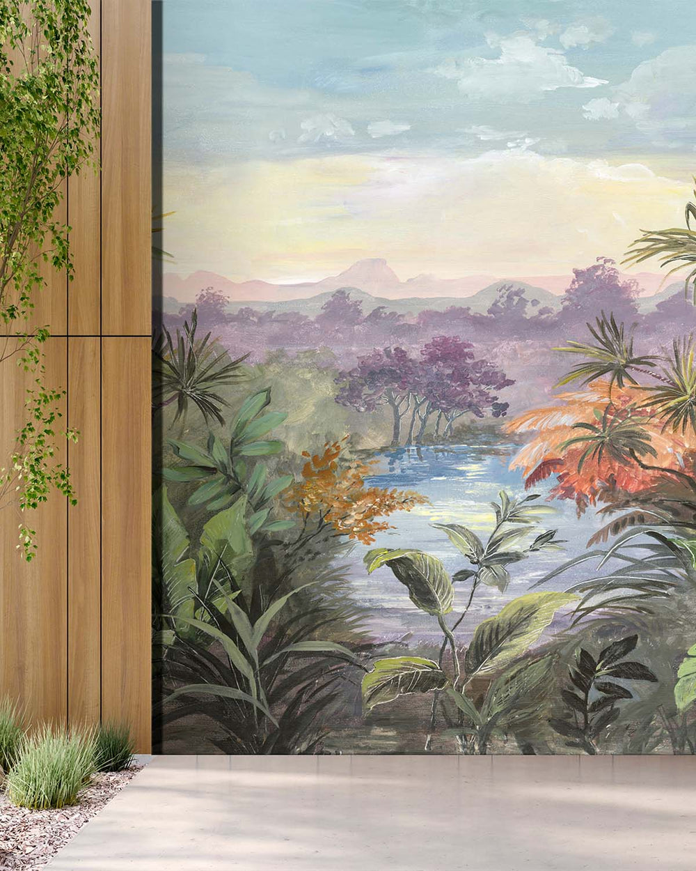 Plush Purple Vintage Tropical Chinoiserie Residential Mural RM9258