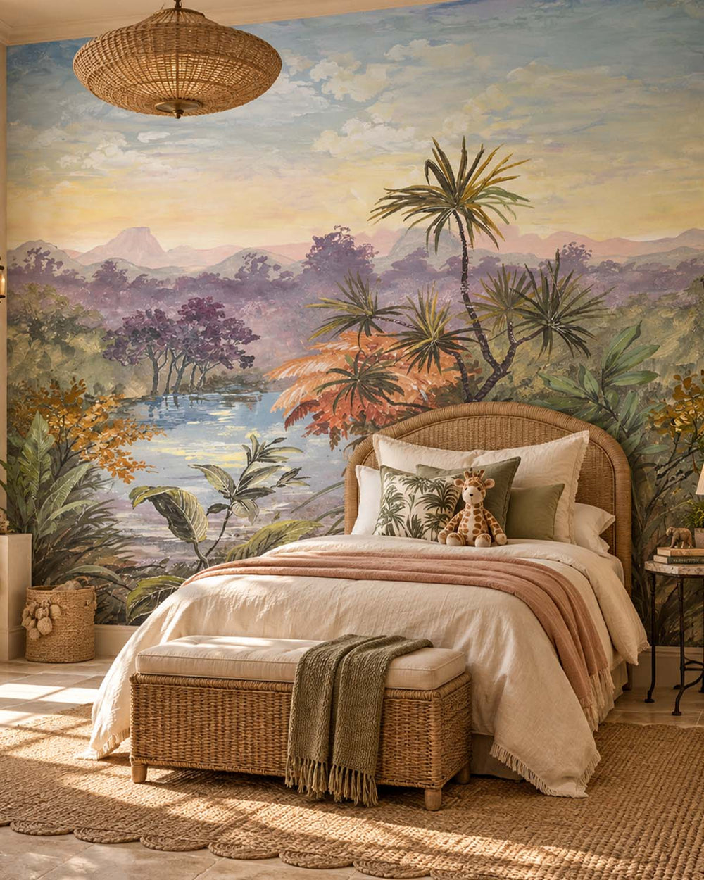 Plush Purple Vintage Tropical Chinoiserie Residential Mural RM9258