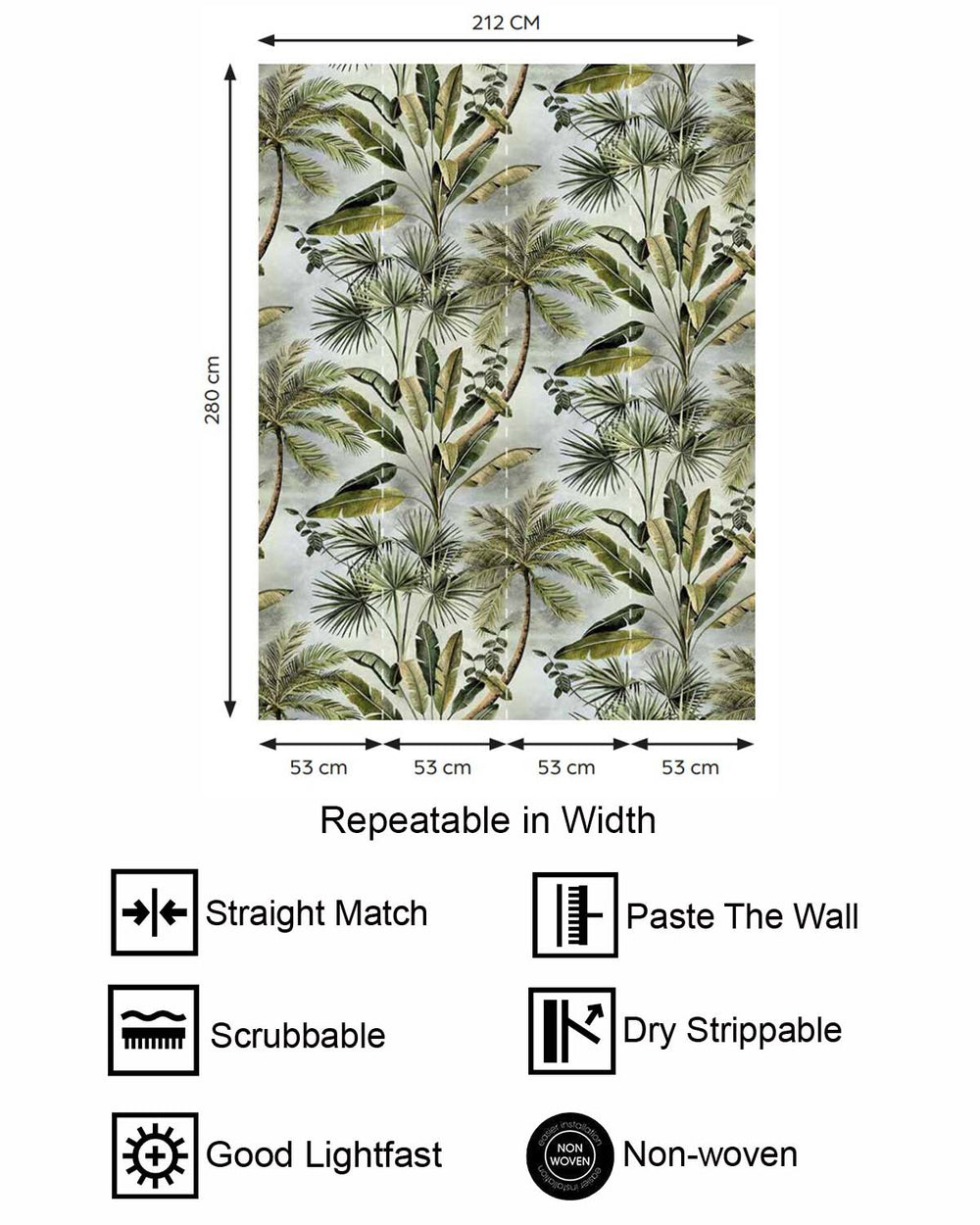 Gordons Green Tropical Palm Tree & Banana Leaf  Residential Mural RM9261