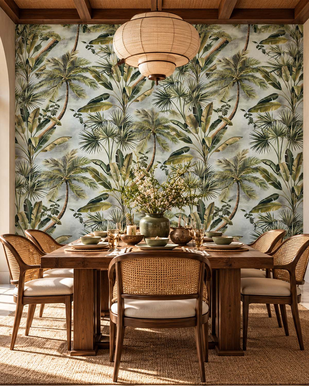 Gordons Green Tropical Palm Tree & Banana Leaf  Residential Mural RM9261