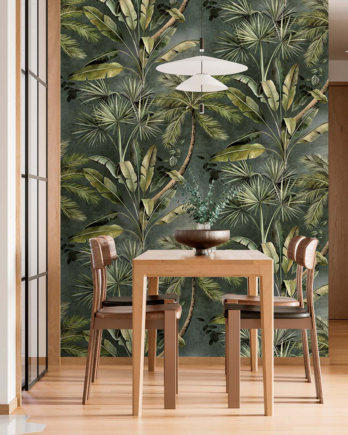 Brierwood Green Tropical Palm Tree & Banana Leaf  Wallpaper Panels RM9262