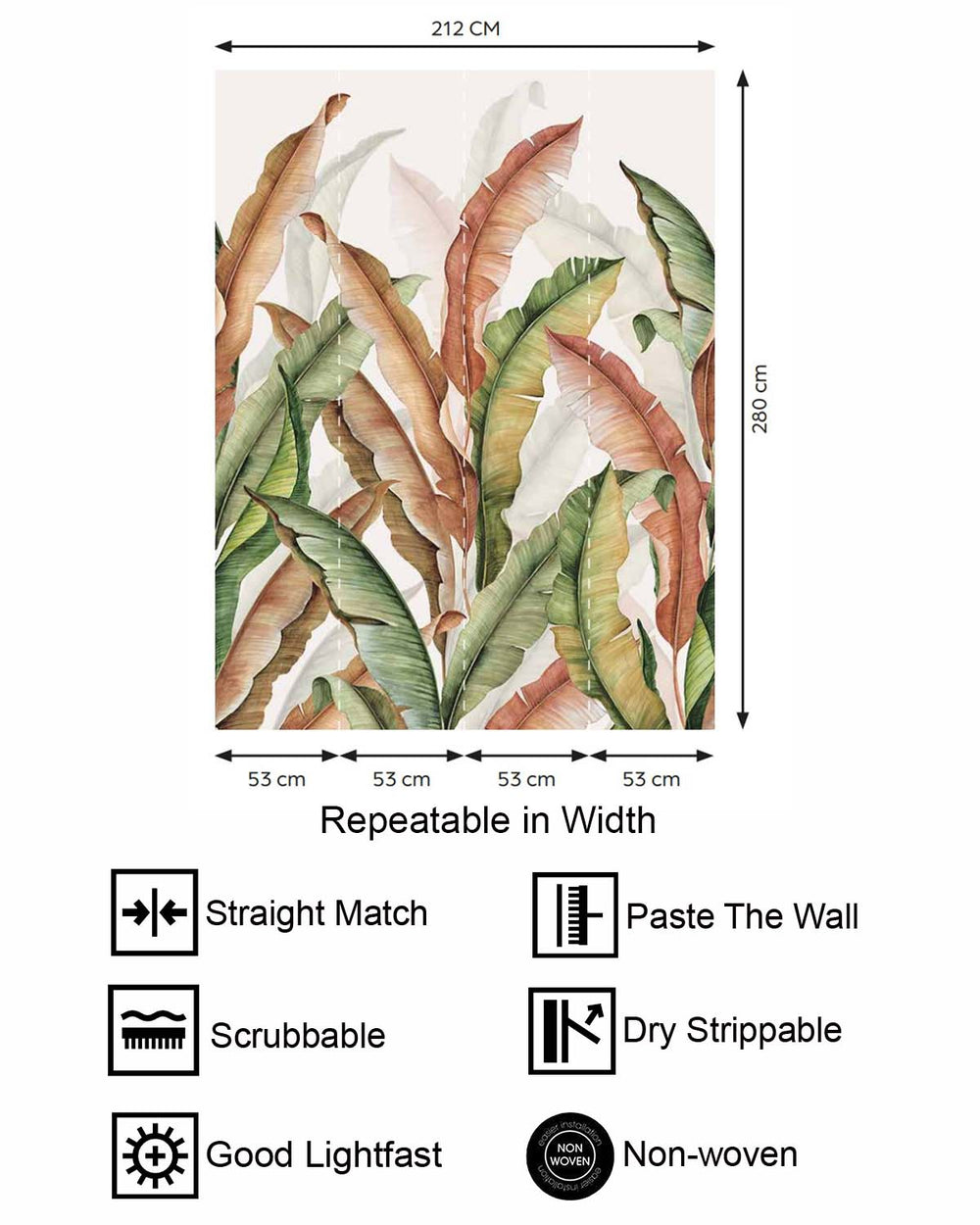 Caramel Apple Watercolor Banana Leaf  Residential Mural RM9266