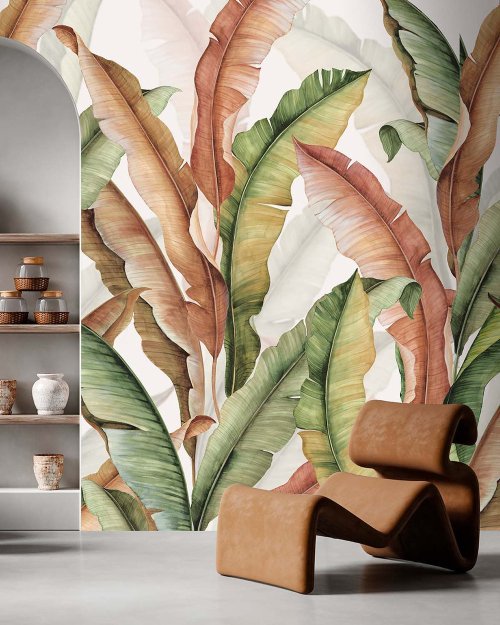 Caramel Apple Watercolor Banana Leaf  Residential Mural RM9266