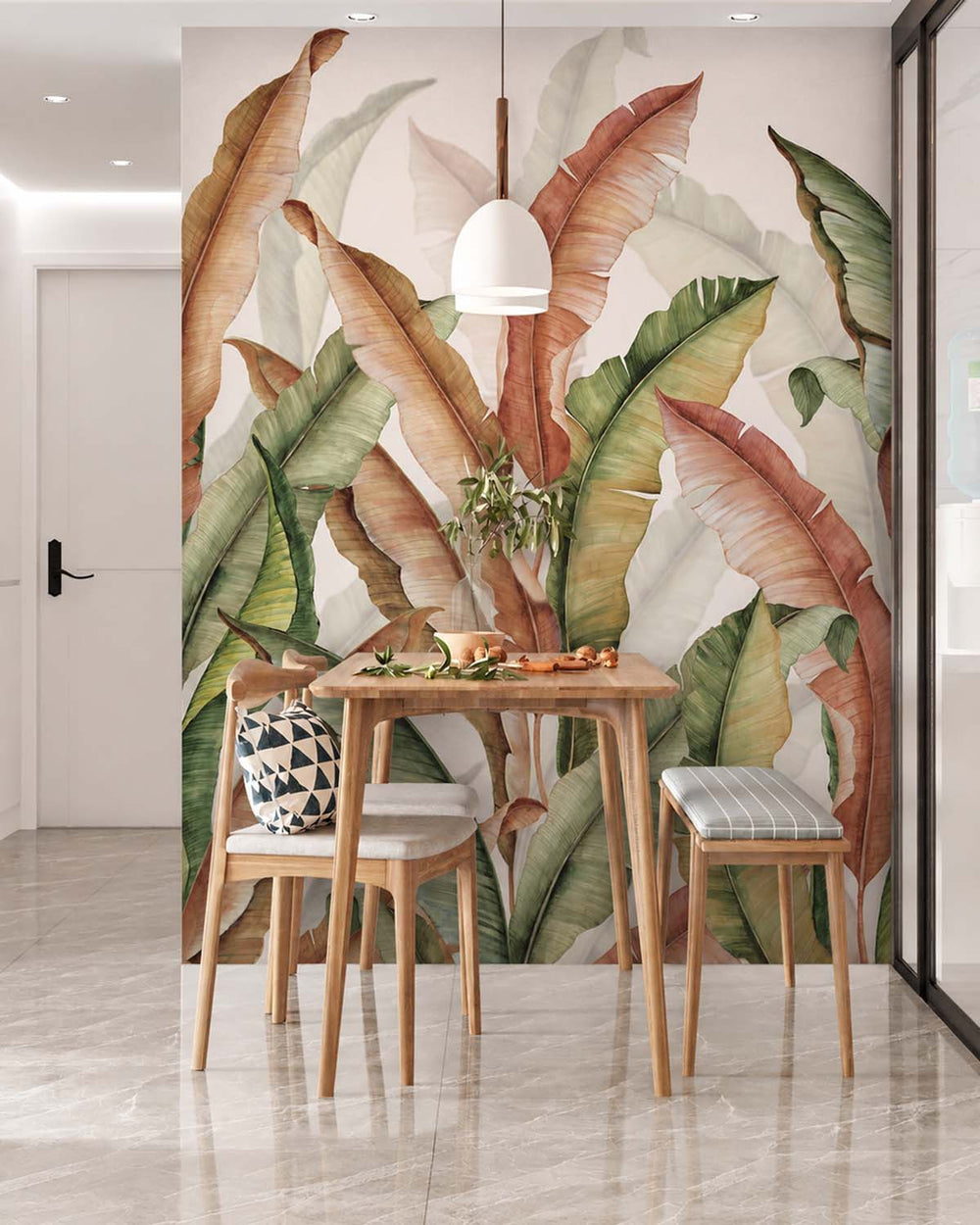 Caramel Apple Watercolor Banana Leaf  Residential Mural RM9266