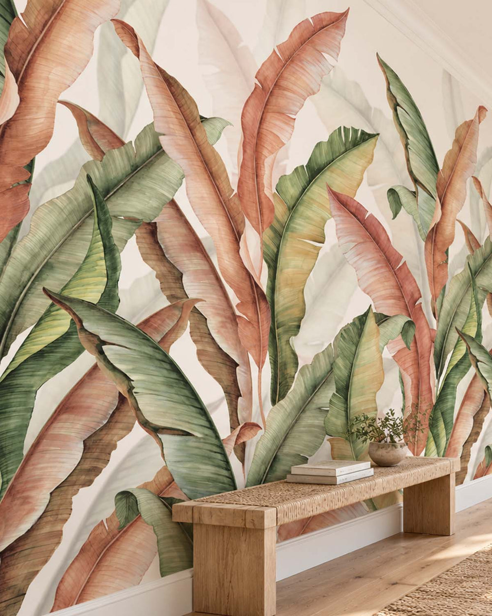 Caramel Apple Watercolor Banana Leaf  Residential Mural RM9266